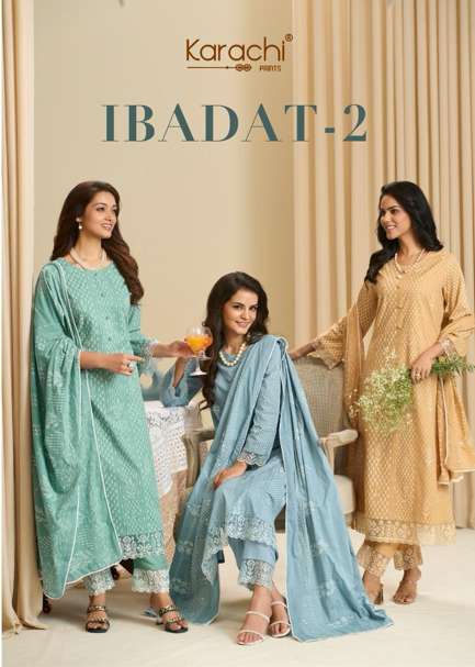 KARACHI PRINTS IBAADAT VOL-02 PURE COTTON EMBROIDERY PAKISTANI DRESSES-00011