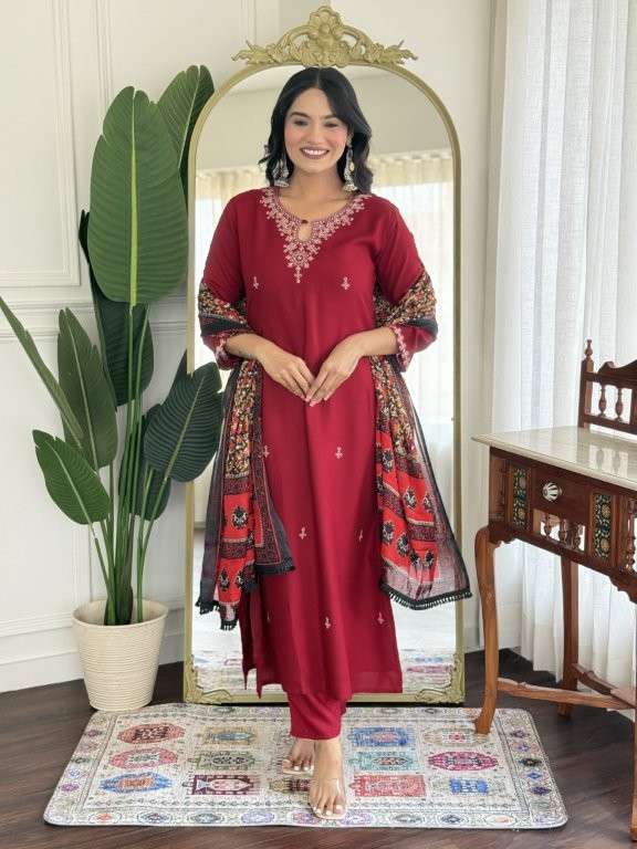 KASHISH BY ASLIWHOLESALE DESIGNER PURE RAYON EMBROIDERY PRINTED DRESSES- 00264