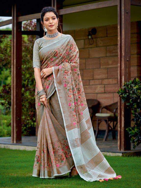 KASHMIRA NX BY ASLIWHOLESALE DESIGNER PURE LINEN SAREES-00281