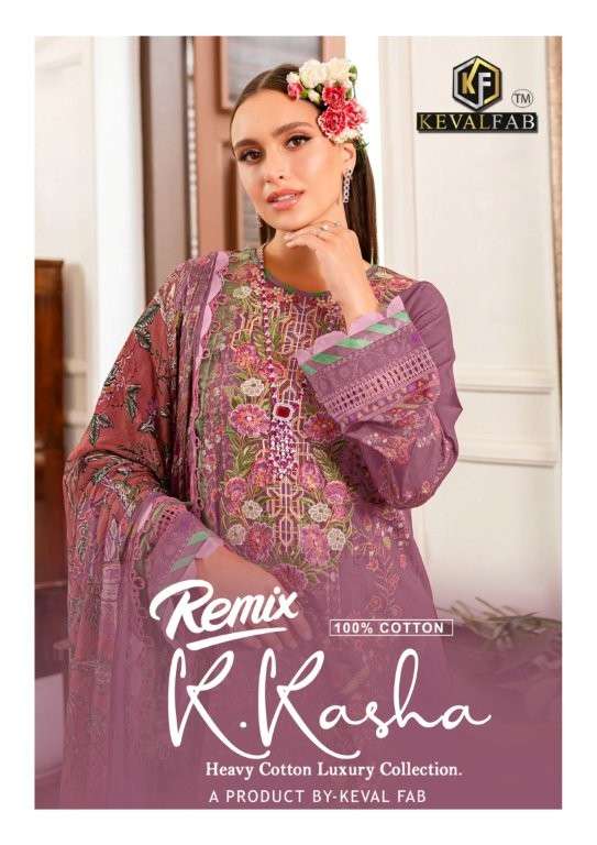 KEVAL FAB KKASHA REMIX RM PURE COTTON PTINTED PAKISTANI DRESSES-00062