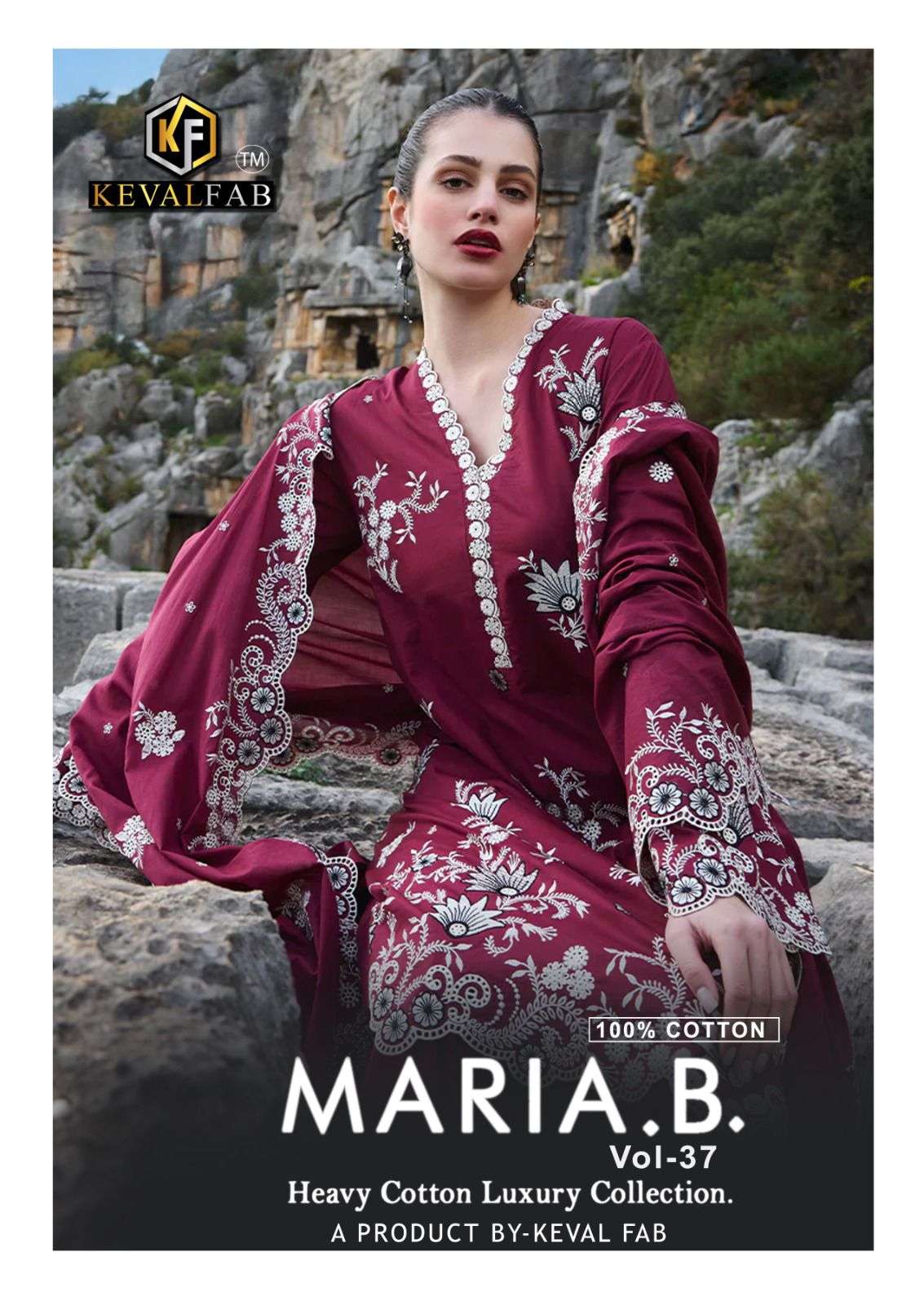 KEVAL FAB MARIA B VOL-37 PURE COTTON PRINTED PAKISTANI DRESSES-00062