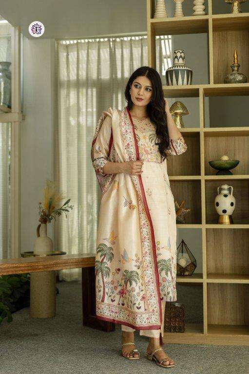 KF-025 BY ASLIWHOLESALE DESIGNER PURE VISCOSE SILK EMBROIDERY DRESSES-00096