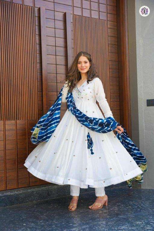 KF-2001 ASLIWHOLESALE DESIGNER PURE ROMAN SILK EMBROIDERY DRESSES-00096