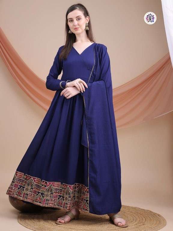 KF-2003 BY ASLIWHOLESALE DESIGNER PURE VICHITA SILK EMBROIDERY PRINTED DRESSES-00096
