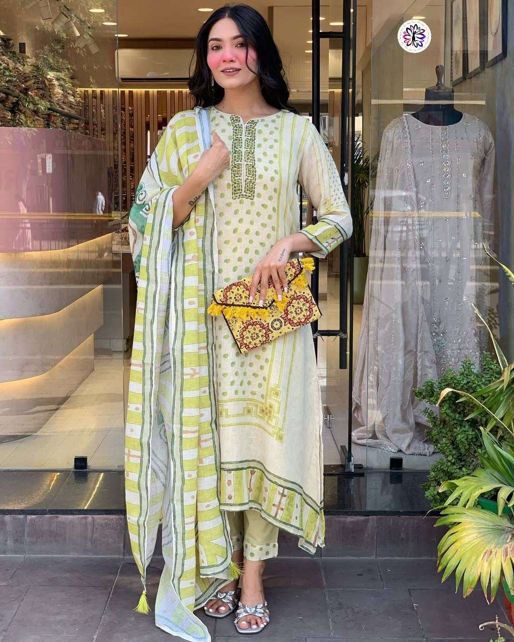 KF-3012 BY ASLIWHOLESALE DESIGNER PURE COTTON EMBROIDERY DRESSES-00096