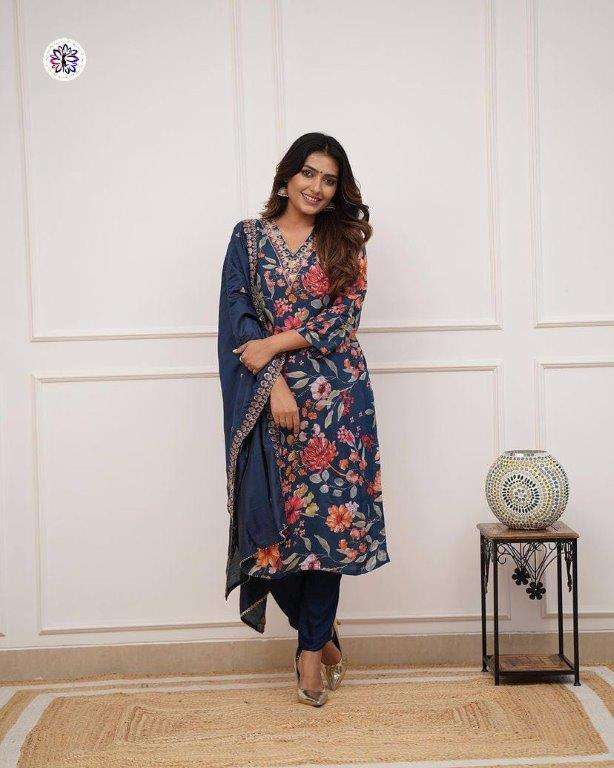 KF-4055 BY ASLIWHOLESALE DESIGNER PURE SILK EMBROIDERY DRESSES-00096