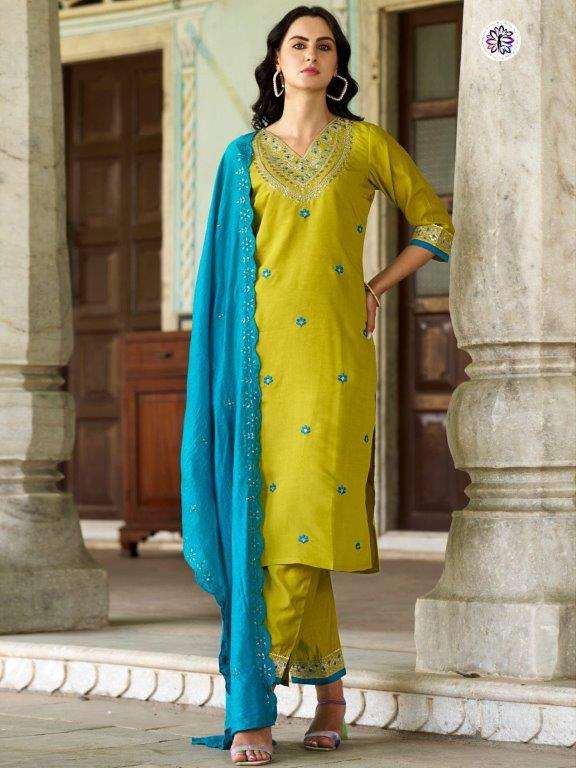 KF-4062 BY ASLIWHOLESALE DESIGNER PURE VISCOSE CHANDERI EMBROIDERY DRESSES-00096