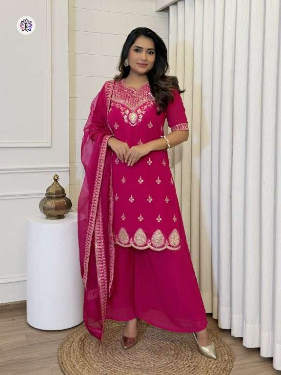 KF-6019 BY ASLIWHOLESALE DESIGNER PURE GEORGETTE EMBROIDERY PRINTED DRESSES-00096