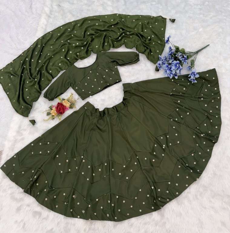 KIDS LEHENGA VOL-22 BY ASLIWHOLESALE DESIGNER PURE CRAPE SILK EMBROIDERY PRINTED  KIDS LEHNEGAS-0002...