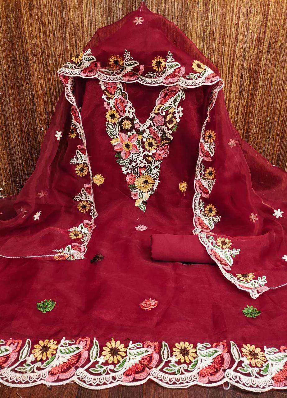 KISHU VOL-61 BY ASLIWHOLESALE DESIGNER PURE ORGANZA SILK EMBROIDERY DRESSES-00238