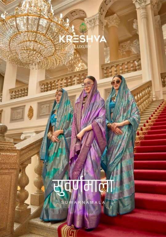 KRESHVA SUWARNAMALA PURE SATIN PRINTED SAREES-00137