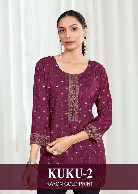 KUKU VOL-2 BY ASLIWHOLESALE DESIGNER PURE RAYON PRINTED TOP-00062