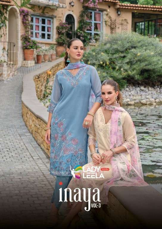 LADY LEELA INAYA VOL-03 PURE ORGANZA EMBROIDERY DRESSES-00011