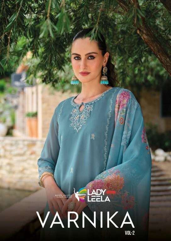 LADY LEELA VARNIKA VOL-02 PURE ORGANZA EMBROIDERY  DRESSES-00028