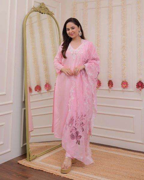 LAXMI BY ASLIWHOLESALE DESIGNER PURE VISCOSE CHNADERI EMBROIDERY DRESSES-00264