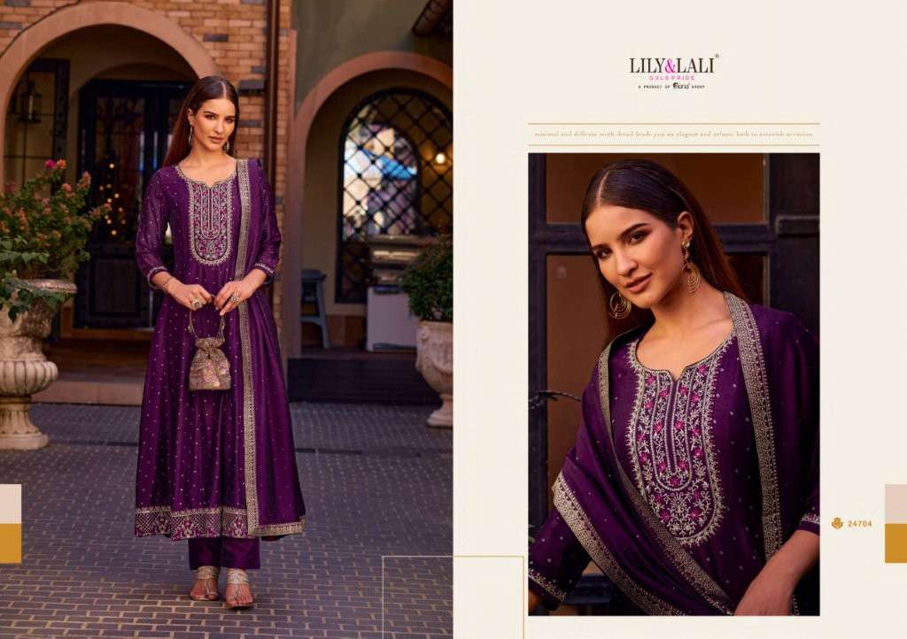 LILY AND LALI ANARKALI PURE VICHITRA SILK HANDWORK DRESSES-00028