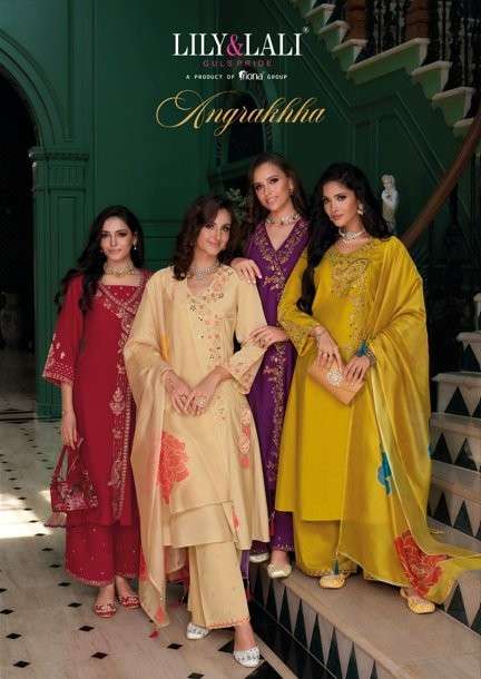 LILY AND LALI ANGRAKKHA PURE ROMAN SILK EMBOIDERY DRESSES-00028