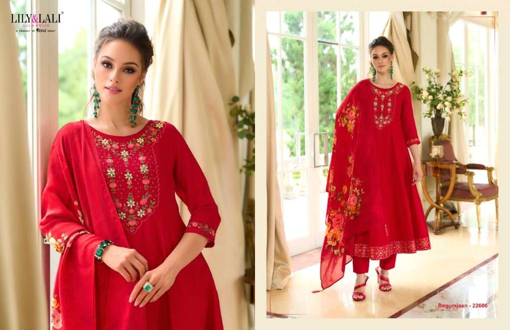 LILY AND LALI BEGUMJAAN PURE VICHITRA SILK HANDWORK DRESSES-00028