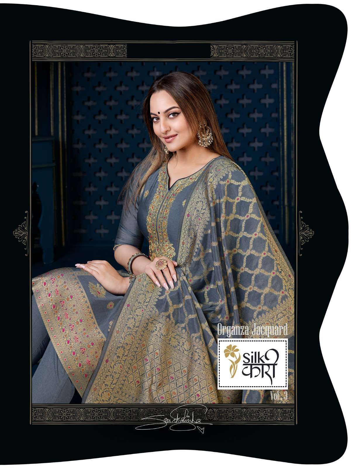 LILY AND LALI SILK KARI VOL-03 PURE ORGANZA JACQUARD DRESSES-00028
