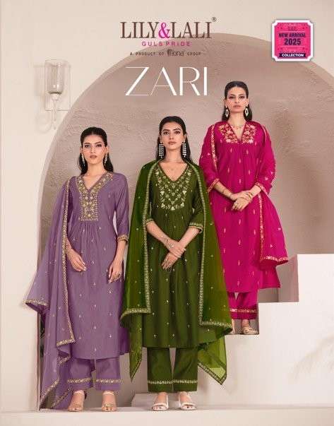 LILY AND LALI ZARI PURE VISCOSE HAND WORK EMBROIDERY DRESSES-00028