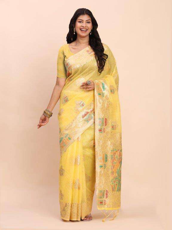 LINEN STORI BY ASLIWHOLESALE DESIGNER PURE LINEN COTTON SAREES-00281