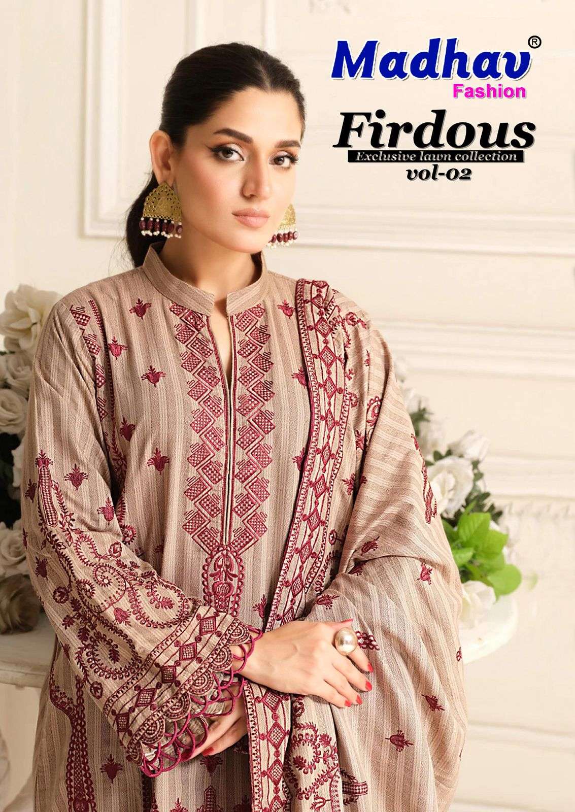 MADHAV FASHION FIRDOUS VOL-02 PURE LAWN COTTON PRINTED PAKISTANI DRESSES-00062