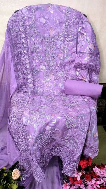 MALIKA VOL-100 BY ASLIWHOLESALE DESIGNER PURE COTTON EMBROIDERY PAKISTANI DRESSES-00022
