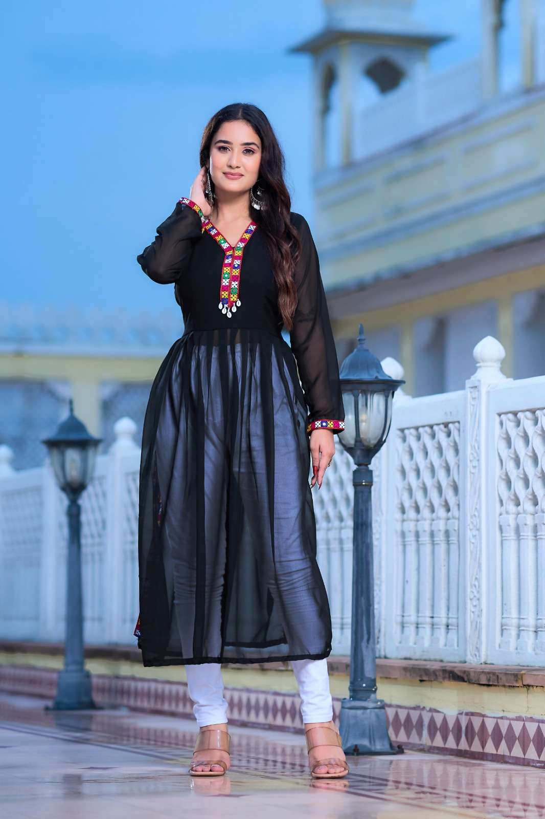 MC-1026 BY ASLIWHOLESALE DESIGNER PURE GEORGETTE EMBROIDERY PRINTED KURTIS-00249