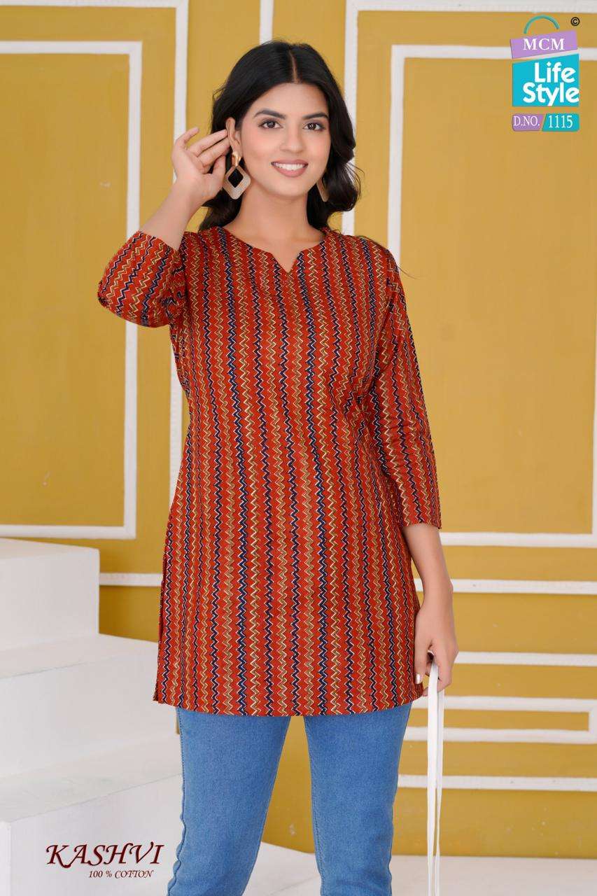 MCM LIFESTYLE KASHVI SPECIAL 1115 TO 1145 SERIES PURE COTTON PRINTED SHORT KURTIS-00015