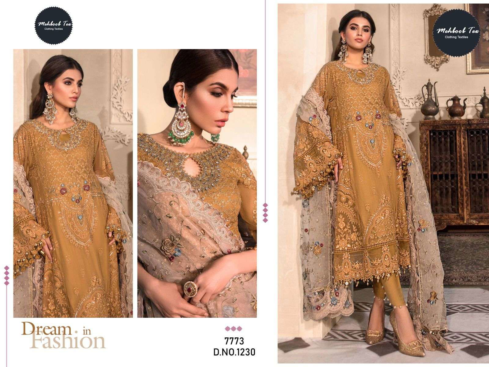 MEHBOOB TEX 1230 PURE GEORGETTE EMBROIDERY PAKISTANI DRESS-00071