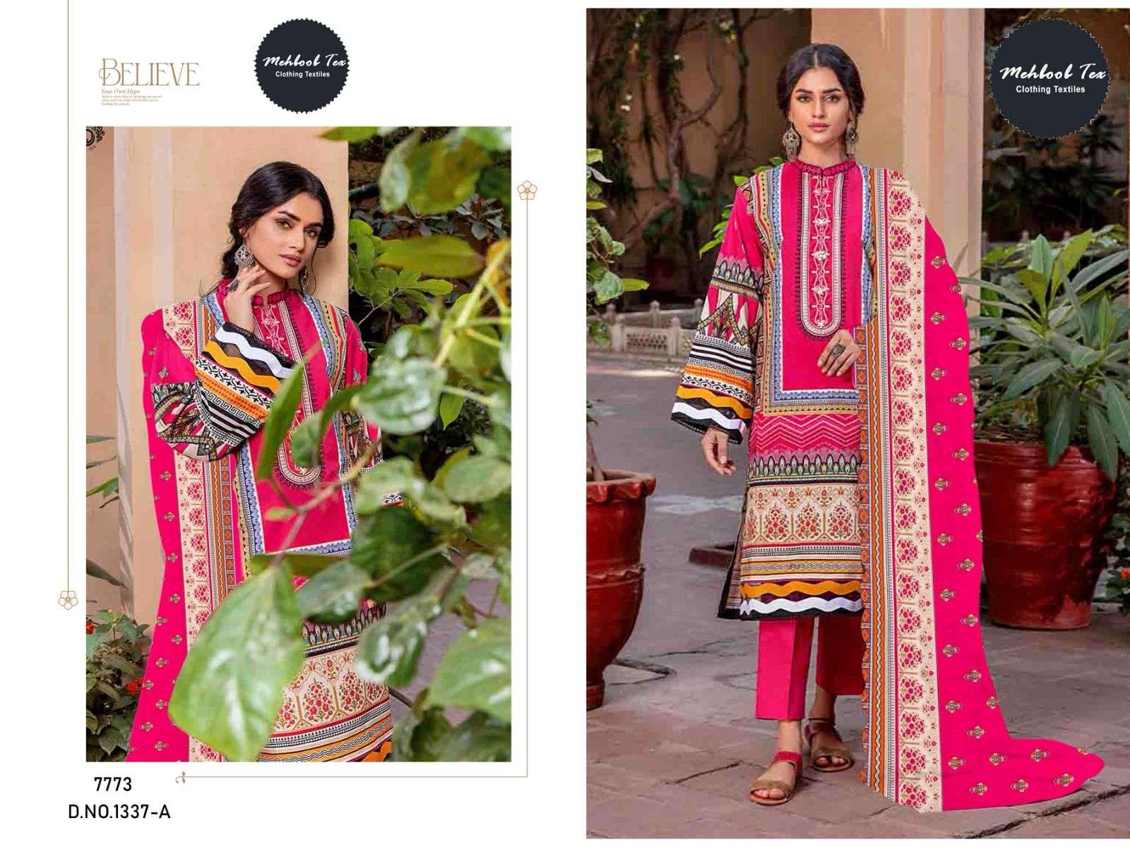 MEHBOOB TEX 1337 SERIES PURE LAWN EMBROIDERY PAKISTANI DRESSES-00071
