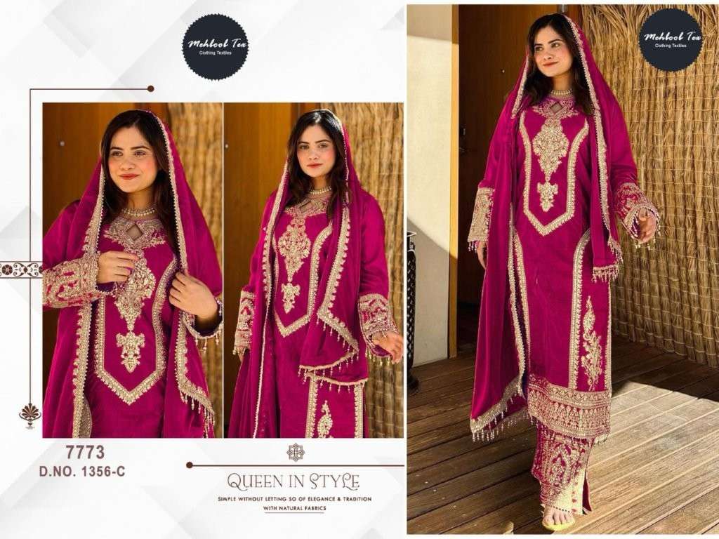 MEHBOOB TEX 1365 PURE CHINON SILK PAKISTANI DRESSES-00071