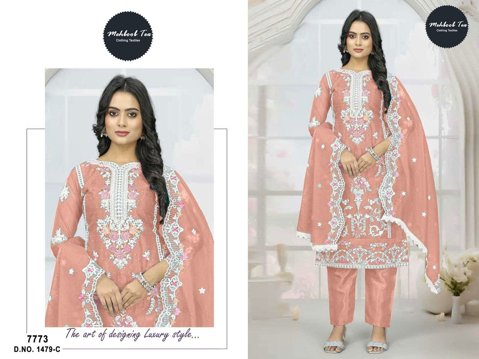 MEHBOOB TEX 1479 PURE ORGANZA EMBROIDERY PAKISTANI DRESSES-00071