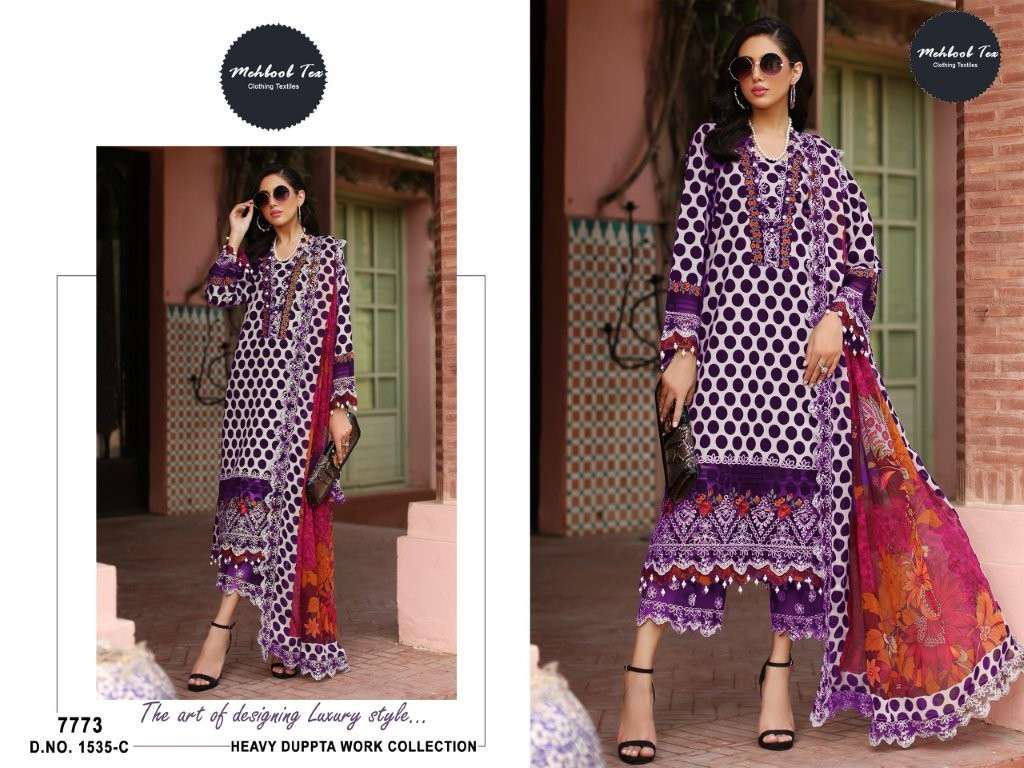 MEHBOOB TEX 1535  SERIES PURE COTTON PRINTED EMBROIDERY PAKISTANI DRESS-00071