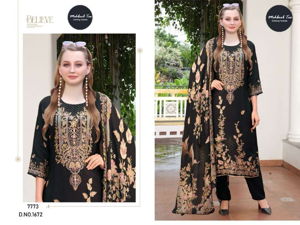 MEHBOOB TEX 1672 COLOUR PURE VISCOSE MUSLIN PRINTED PAKISTANI DRESS-00071