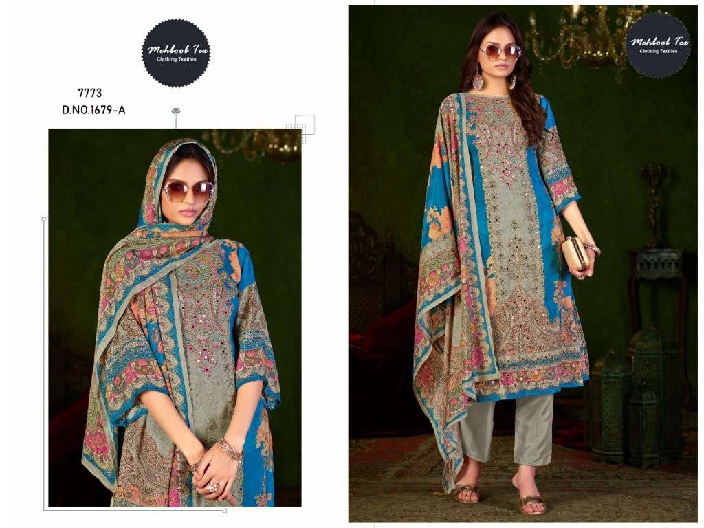 MEHBOOB TEX 1679 PURE VISCOSE MUSLIN PRINTED PAKISTANI DRESS-00062