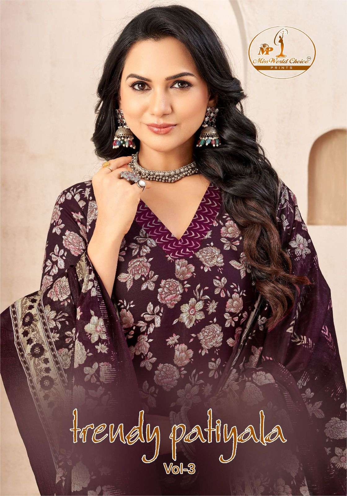 MISS WORLD TRENDY PATIYALA VOL-3 3001 TO 3010 SERIES PURE COTTON PRINTED DRESSES-00015