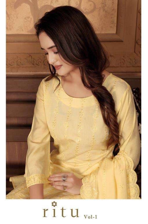 MOKSH INTERNATIONAL RITU VOL-1 1321 TO 1323 SERIES PURE CHANDERI EMBROIDERY DRESSES-00154