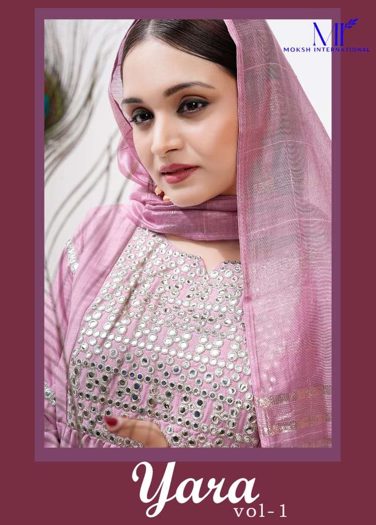 MOKSH INTERNATIONAL VARA VOL-1 9007 TO 9006 SERIES ROMAN SILK EMBROIDERY DRESSES -00154