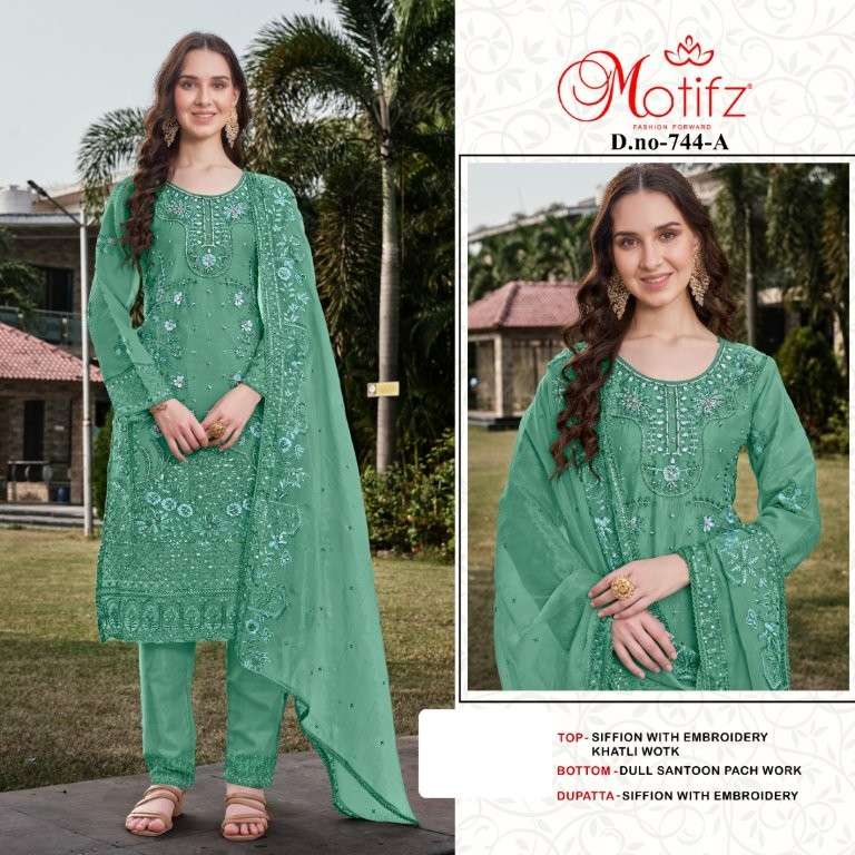 MOTIFZ 744 COLOUR PURE HEAVY CHIFFON EMBROIDERY PAKISTANI DRESSES-00201