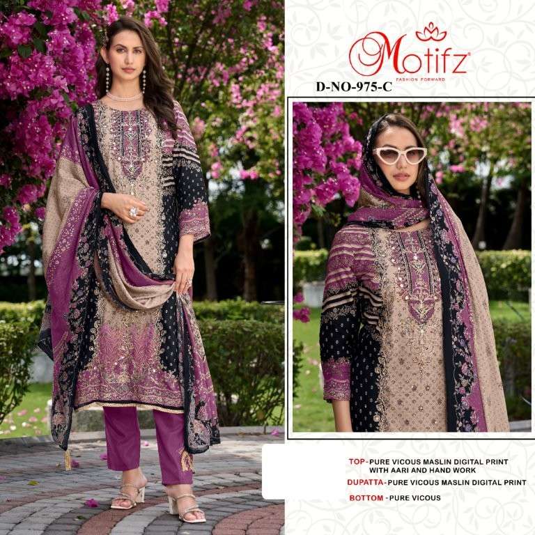 MOTIFZ 975 PURE MUSLIN VISCOSE PRINTED PAKISTANI DRESSES-00201