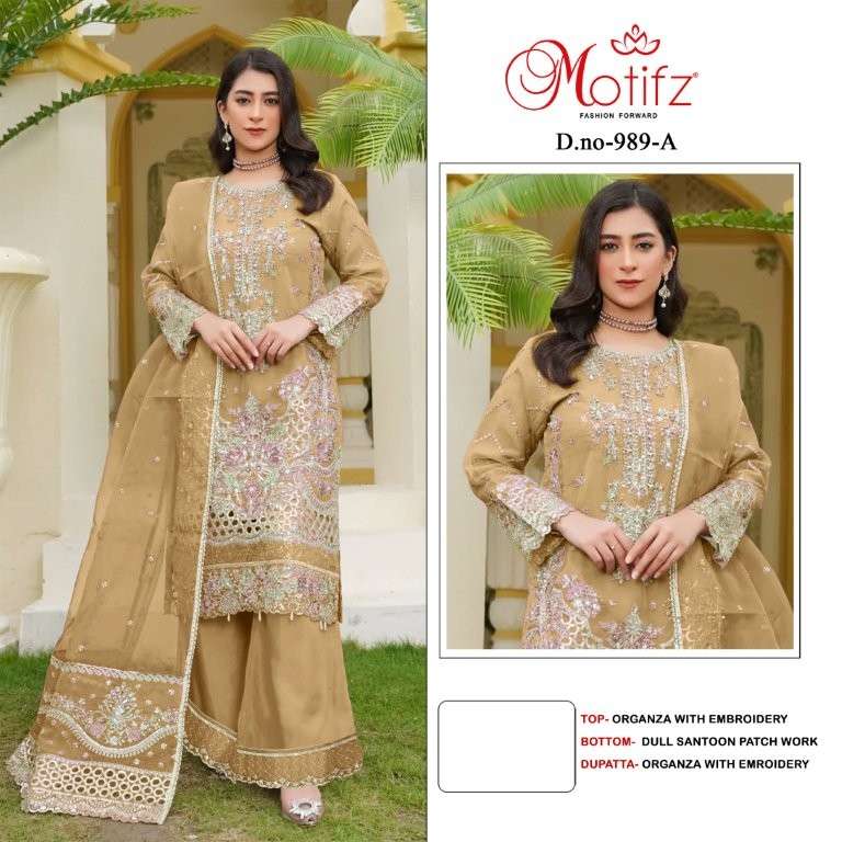 MOTIFZ 989 PURE ORGANZA EMBRODIERY PAKISTANI DRESSES-00201