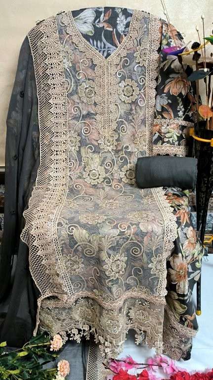 MUSHQ BY ASLIWHOLESALE DESIGNER PURE RAYON NET EMBROIDERY PAKISTANI DRESSES-00022