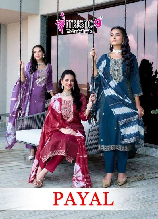 MYSTIC9 PAYAL VOL-01 PURE VERTICAN SIMMER EMBROIDERY DRESSES-00140