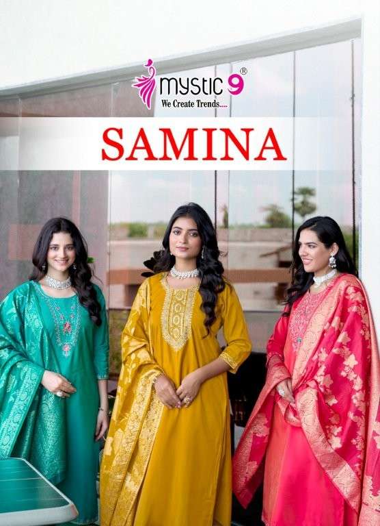 MYSTIC9 SAMINA VOL-01 PURE ROMAN SILK EMBROIDERY DRESSES-00140