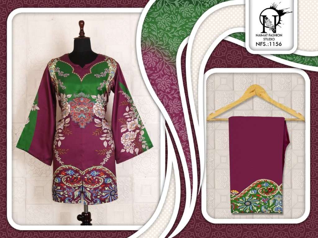 NAIMAT FASHION NFS-1156 SERIES PURE SATIN EMBROIDERY PRINTED CO-ORD SET-00088