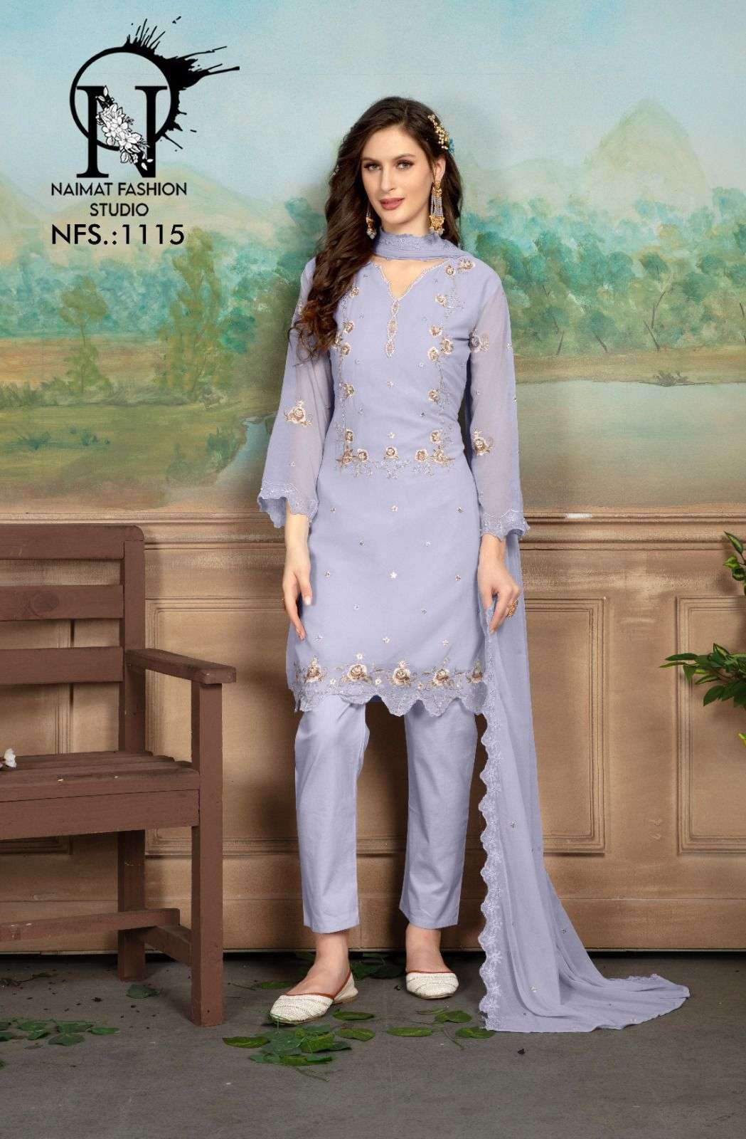 NAIMAT FASHION STUDIO NFS-1115 PURE GEORGETTE EMBROIDERY PAKISTANI  DRESSES-00088