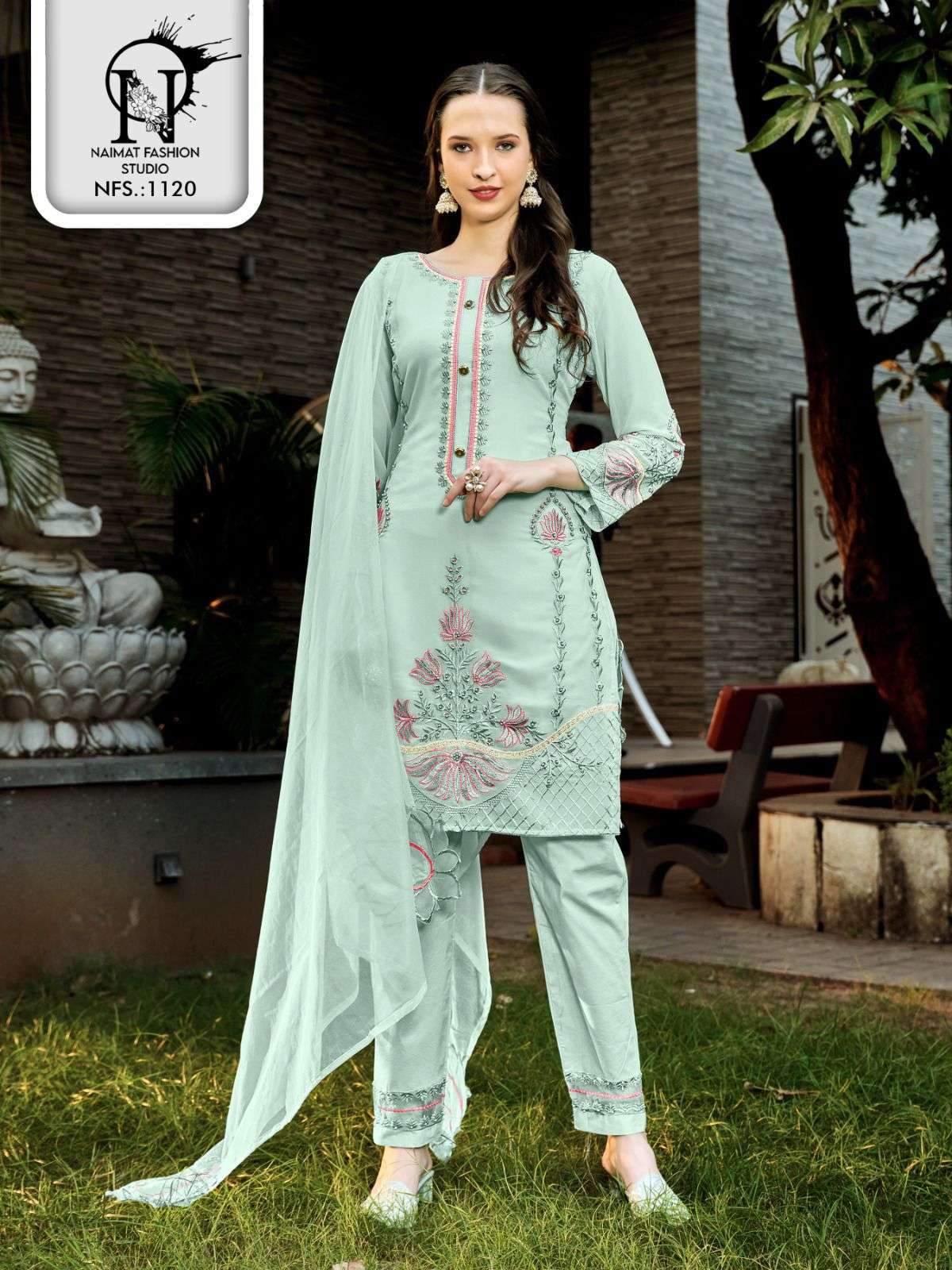 NAIMAT FASHION STUDIO NFS-1120 PURE FAUX GEORGETTE EMBROIDERY PRINTED DRESSES-00088