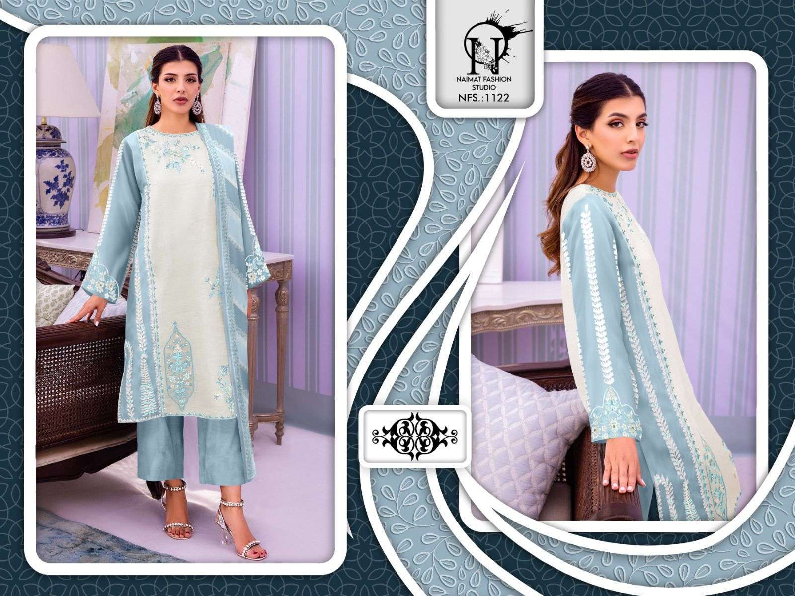 NAIMAT FASHION STUDIO NFS-1122 PURE FAUX GEORGETTE EMBROIDERY PRINTED DRESSES-00088