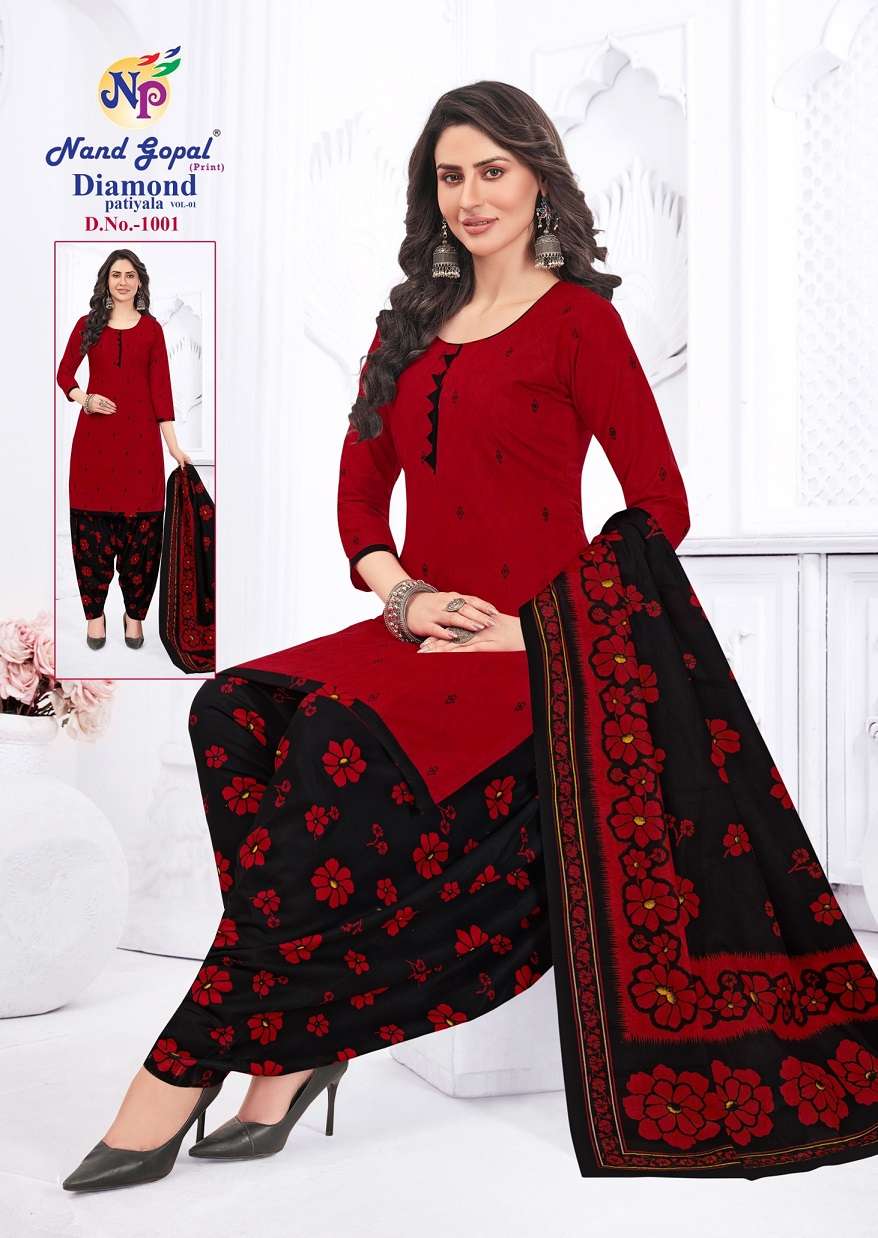NAND GOPAL PRINTS PATIYALA VOL-1 1001 TO 1010 SERIES PURE COTTON PRINTED DRESSES-00015
